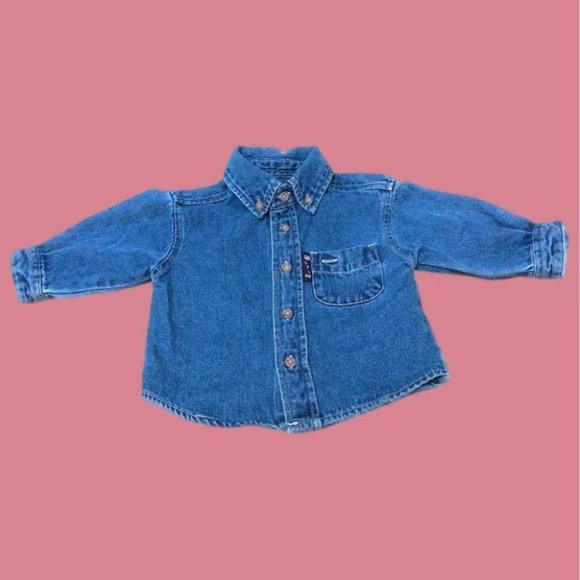 'Lil 66' Route 66 Toddler Front Pocket Button Down Collar Blue Denim Jacket 12M - Picture 13 of 16